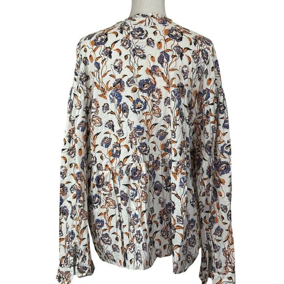 Porridge Keegan Ruffled Babydoll blouse, cream/blue/rust, feminine, bohemian - Picture 3 of 6